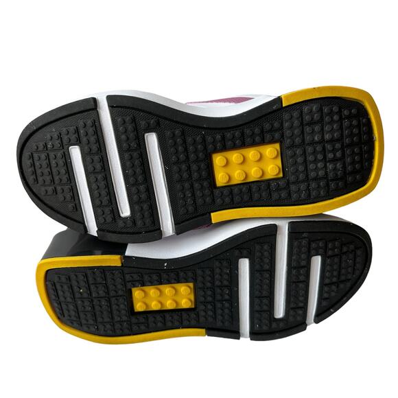 Adidas x Lego Sneakers Tech RNR Elastic Lace Shoes Pink Yellow Youth Size 5.5 38 - Picture 8 of 9